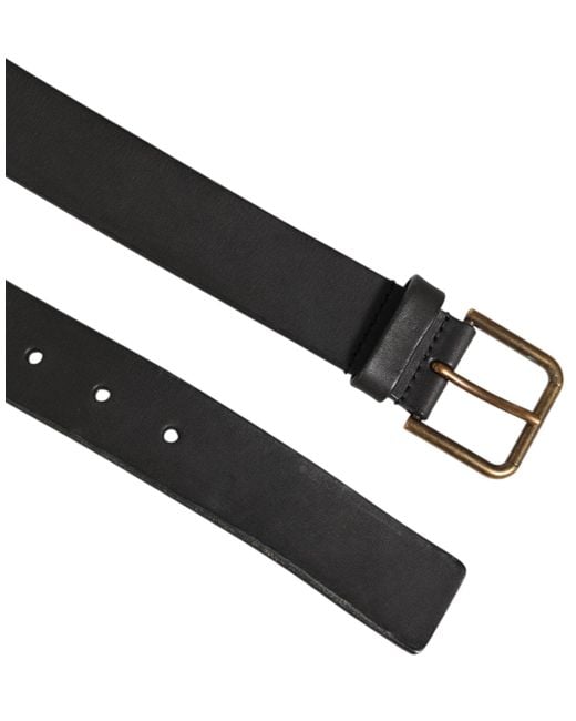 Dolce & Gabbana Black Leather Belt Bronze Buckle for men
