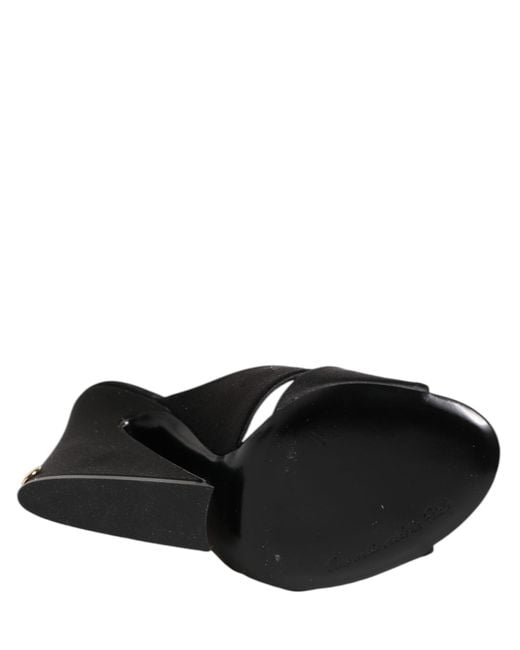Dolce & Gabbana Black Satin Wedge Sandal