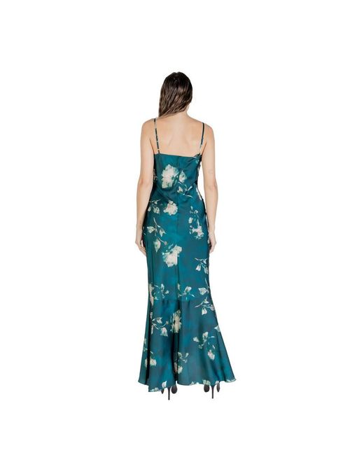 Rinascimento Blue Bicolor Polyester Long Dress