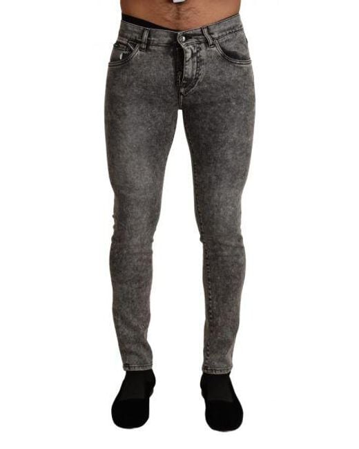 Dolce & Gabbana Black Gray Cotton Stretch Slim Fit Denim Jeans for men