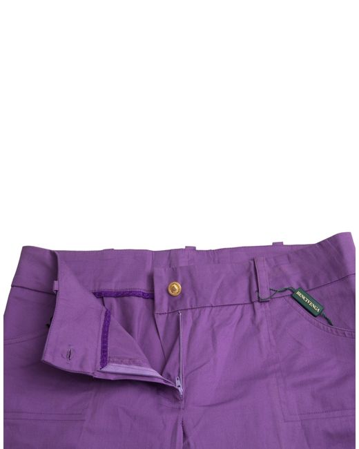 Bencivenga Purple Cotton Midwaist Straight Cropped Pants