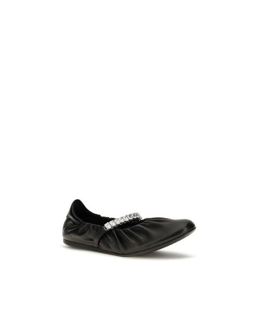 Jimmy Choo Black Calf Leather Bos Taurus Ballet Flats