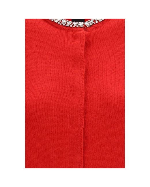 Pinko Red Multicolor Wool Oves Aries Cardigan