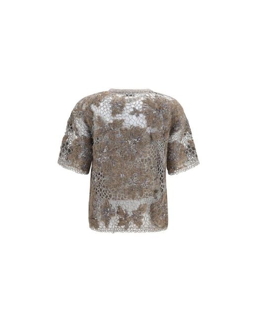 Brunello Cucinelli Gray Beige Mohair Blouse