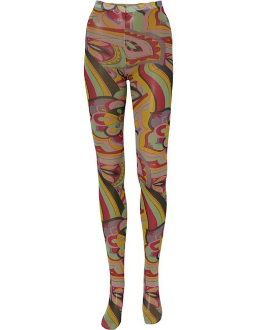 Dolce & Gabbana Pink Multicolor Floral Print Tights Stockings Socks