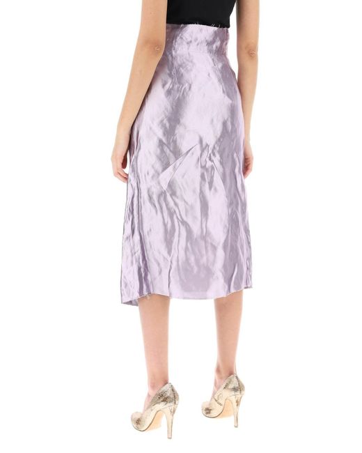 Maison Margiela Purple "Metallic Satin Midi Wrap Skirt With