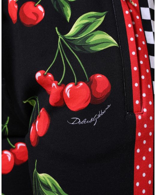 Dolce & Gabbana Black Cherry Mid Waist Jogger Pants