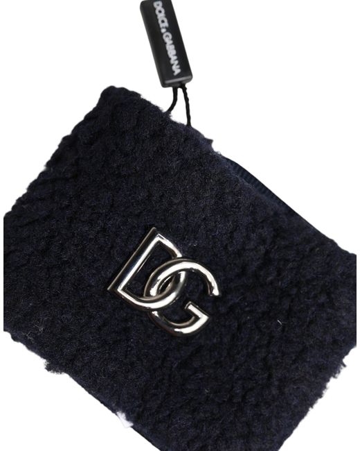 Dolce & Gabbana Black Polyester Logo Plaque Wristband for men