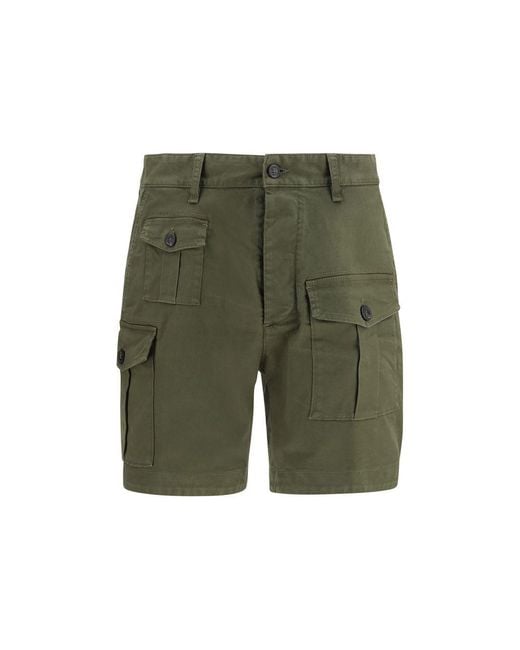 DSquared² Green Bicolor Cotton Bermuda Shorts for men