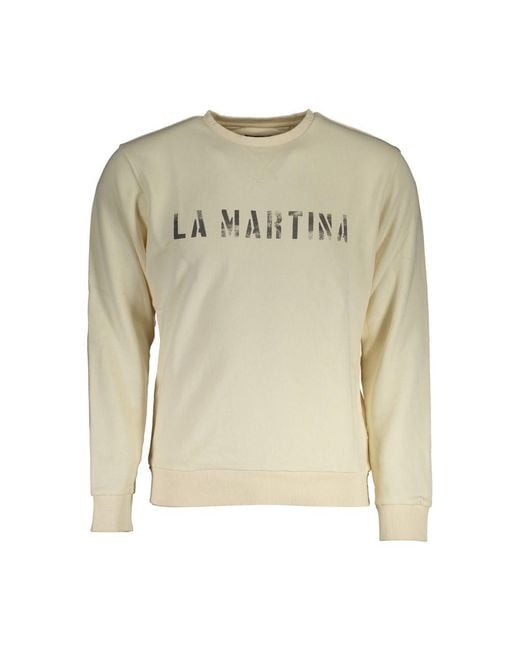 La Martina White Cotton Sweater for men