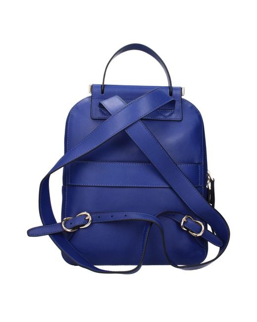 Piquadro Blue Leather Backpacks