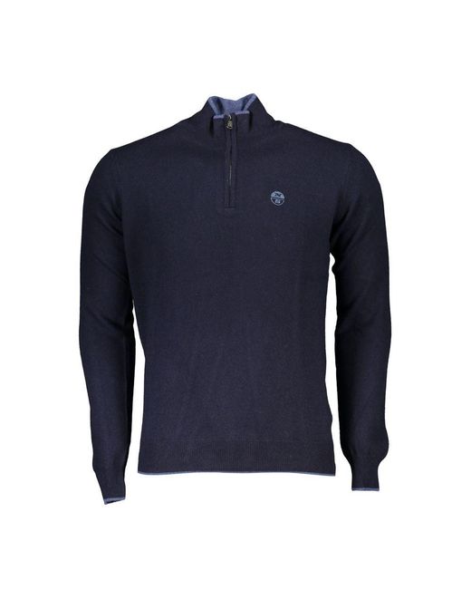 North Sails Blue Chic Turtleneck Half-Zip Sweater With Contrast Detailing for men
