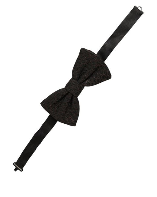 Dolce & Gabbana Black Men Brown 100% Silk Adjustable Neck Papillon Bow Tie for men