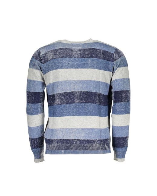 Guess Blue Nautical Striped Crew Neck Sweater for men