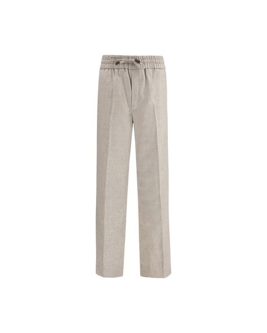 Brioni Gray Linen Casual Pants for men
