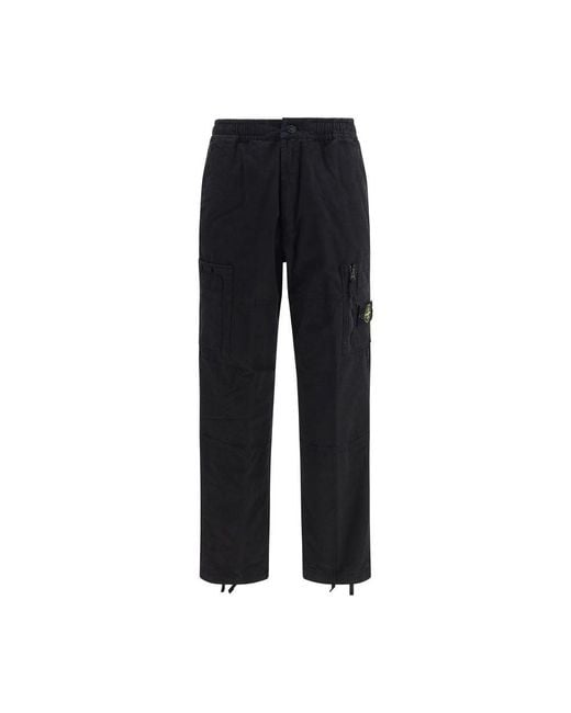 Stone Island Black Cotton Cargo Pants for men