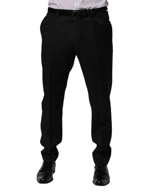 Dolce & Gabbana Black Wool Skinny Dress Formal Trouser Pants for men