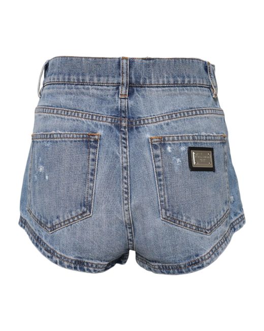 Dolce & Gabbana Blue Distressed Denim Shorts