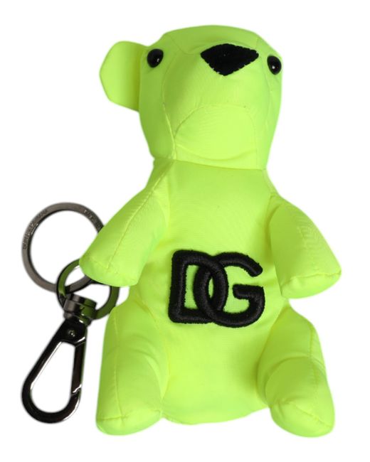 Dolce & Gabbana Green Bear Embroidered Logo Keychain Clasp Keyring for men