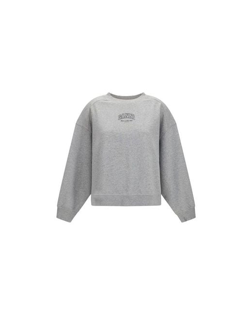 Ganni Gray Cotton Sweatshirt