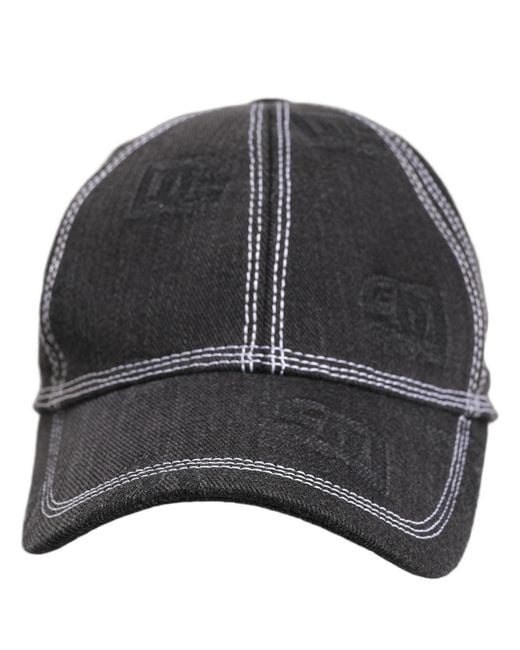 Dolce & Gabbana Gray Men Black Cotton 6 Panel Baseball Capello Hat for men