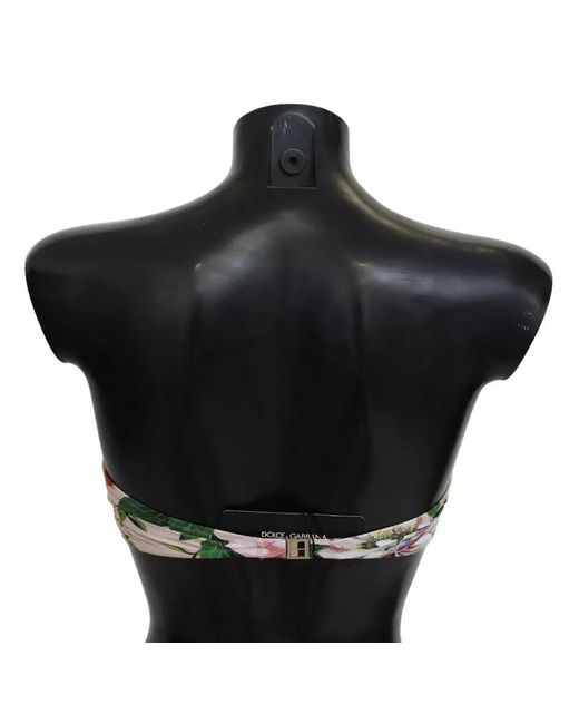Dolce & Gabbana Black Pink Floral Print Swimsuit Beachwear Bikini Top