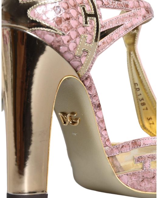 Dolce & Gabbana Brown Leather Pumps T-Strap Sandals Shoes