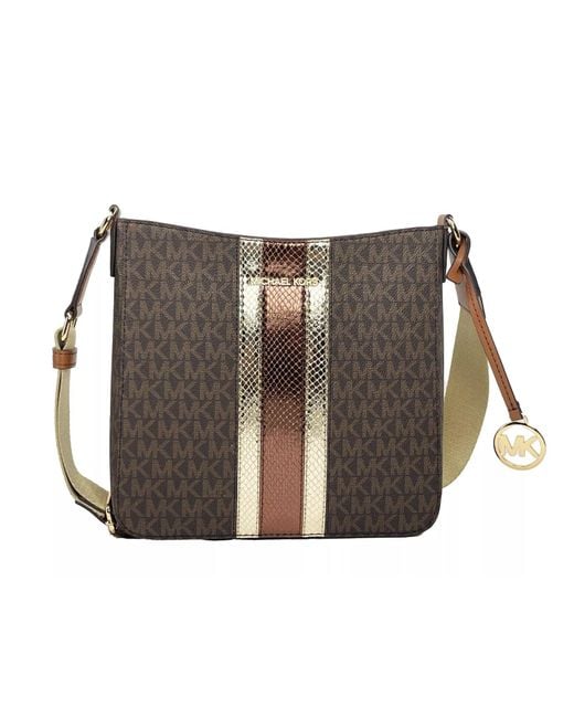 Michael Kors Black Jet Set Small Messenger Crossbody Bag Brown