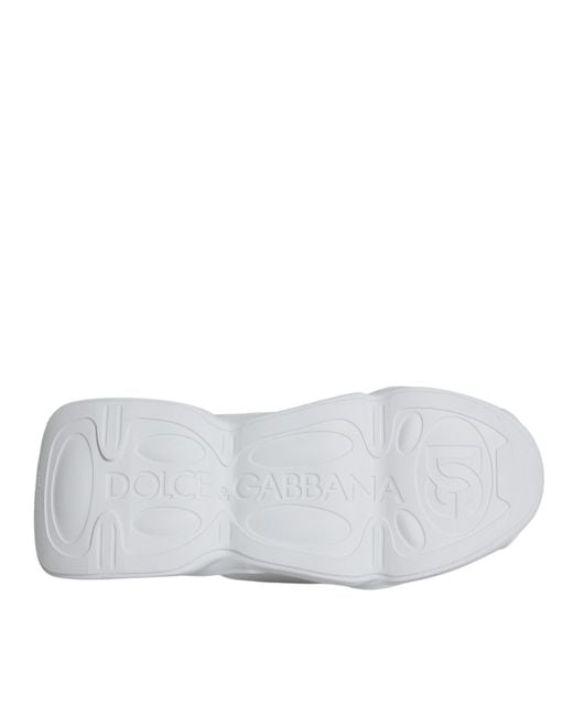 Dolce & Gabbana White Padded Fabric Low Top Sneakers Shoes