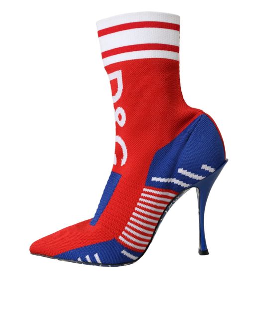 Dolce & Gabbana Red Logo Sock Boot