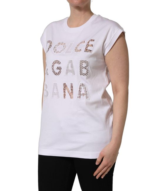 Dolce & Gabbana White Logo Round Neck Sleeveless T