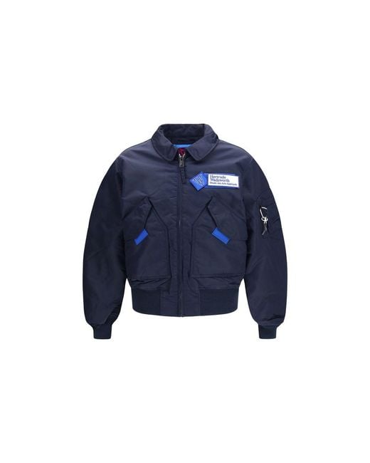 GR10K Blue Nylon Bomber for men