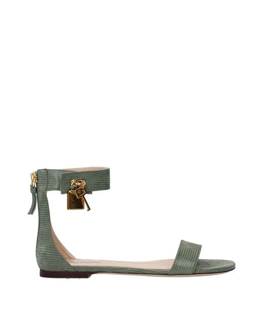 Tom Ford Green Leather Flat Sandals