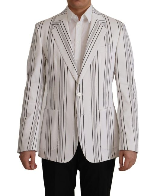 Dolce & Gabbana Gray Stripes Cotton Single Breasted Blazer for men