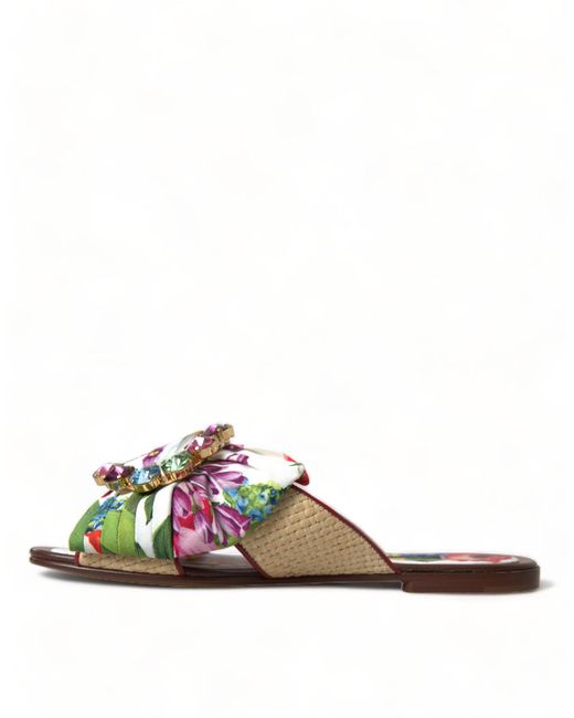 Dolce & Gabbana Multicolor Floral Print Flat Sandals
