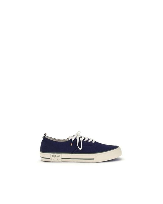Barbour Blue Cotton Low Top Sneakers for men