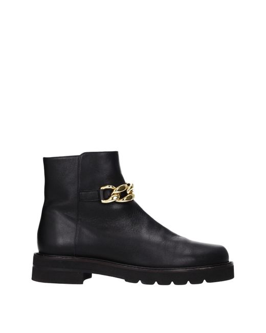 Stuart Weitzman Black Leather Ankle
