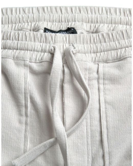 Dolce & Gabbana Gray Cotton Corduroy Logo Bermuda Shorts for men