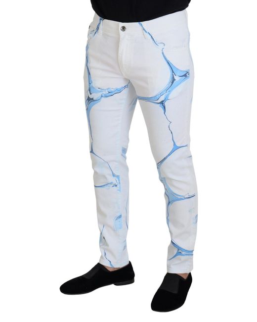 Dolce & Gabbana Blue Printed Slimfit Jeans for men