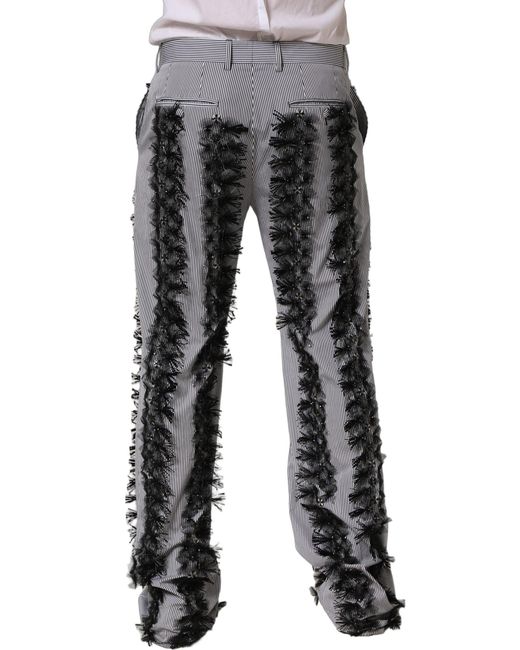 Dolce & Gabbana Blackgray Pinstripe Embellished Trouser Pants for men