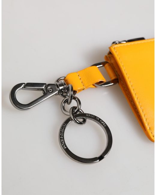 Dolce & Gabbana Gray Leather Credit Card Key Holder Clip On Wallet for men