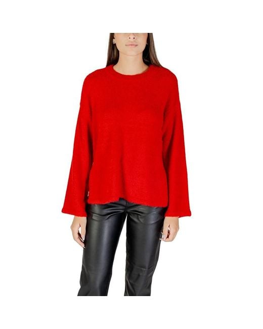 ONLY Red Multicolor Marabou Sweatshirt