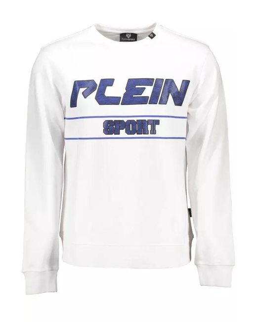 Philipp Plein Blue White Cotton Sweater for men