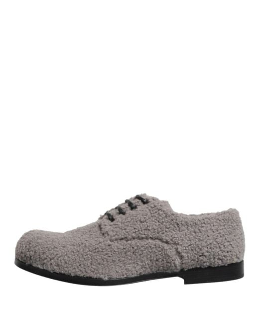 Dolce & Gabbana Gray Fleece Lace Up Men Derby Dress Shoes for men