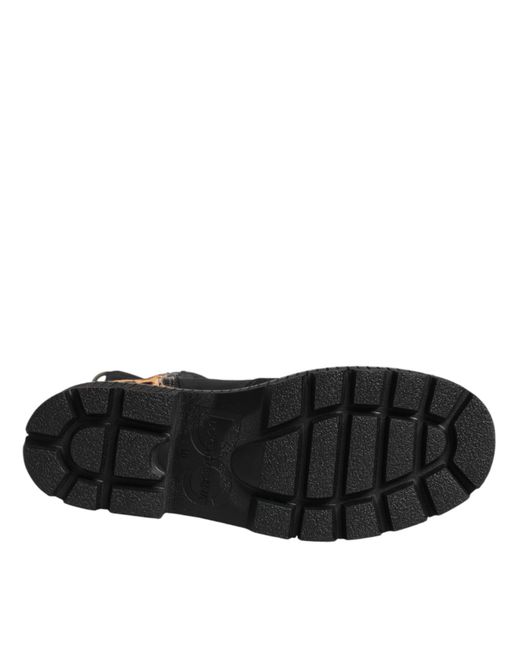 Dolce & Gabbana Black Multicolor Leopard Mid Calf Boots Shoes for men