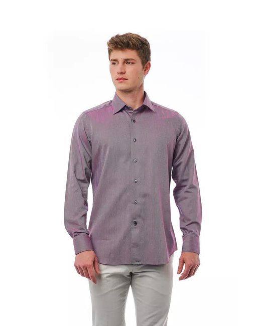 Bagutta Purple Elegant Burgundy Italian Collar Shirt for men