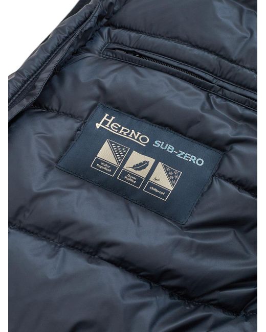 Herno Blue Elegant Quilted Trench With Removable Hood for men