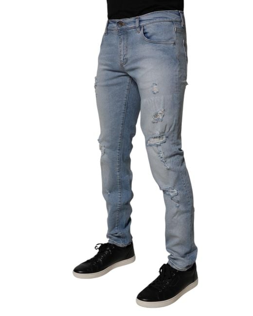 Dolce & Gabbana Blue Slim Fit Distressed Jeans for men