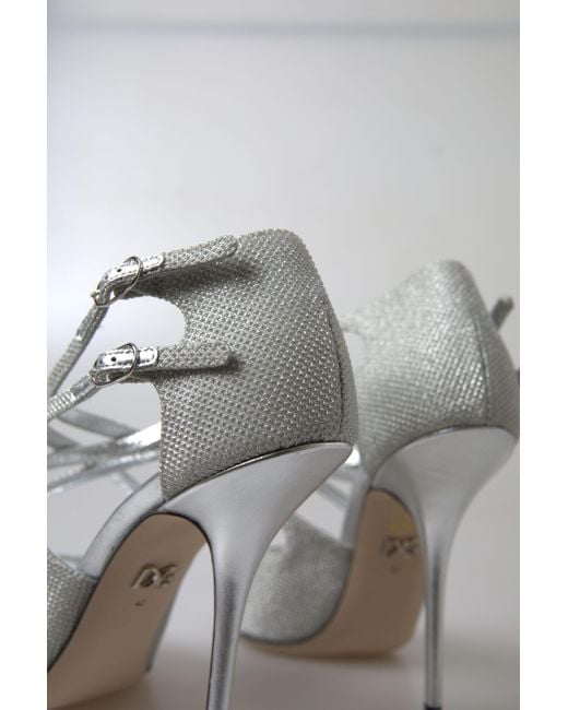 Dolce & Gabbana Gray Silver Shimmers Sandals Heel Pumps Shoes
