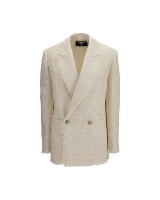 Balmain Natural Beige Polyester Jacket